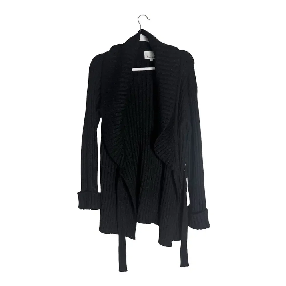 Heartloom Womens Black Mohair Blend Shawl Collar Wrap Cardigan Cozy Sweater Sz S